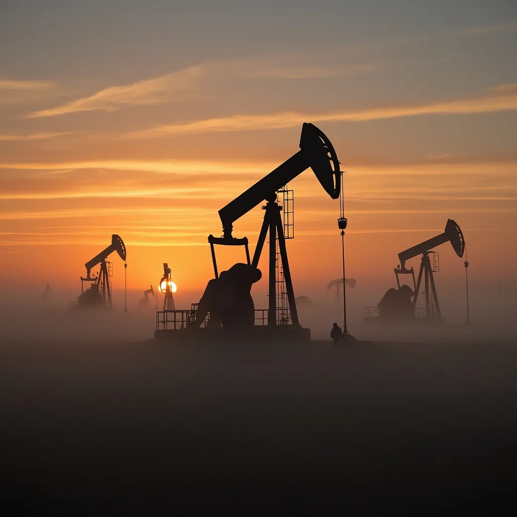 Campos petroleros al amanecer